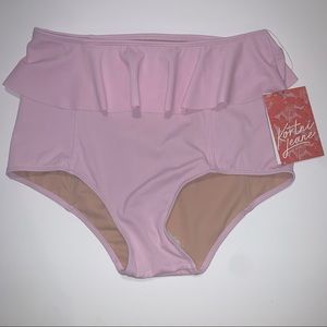 Kortni Jeane Ribbed Pink Peplum Bikini Bottoms